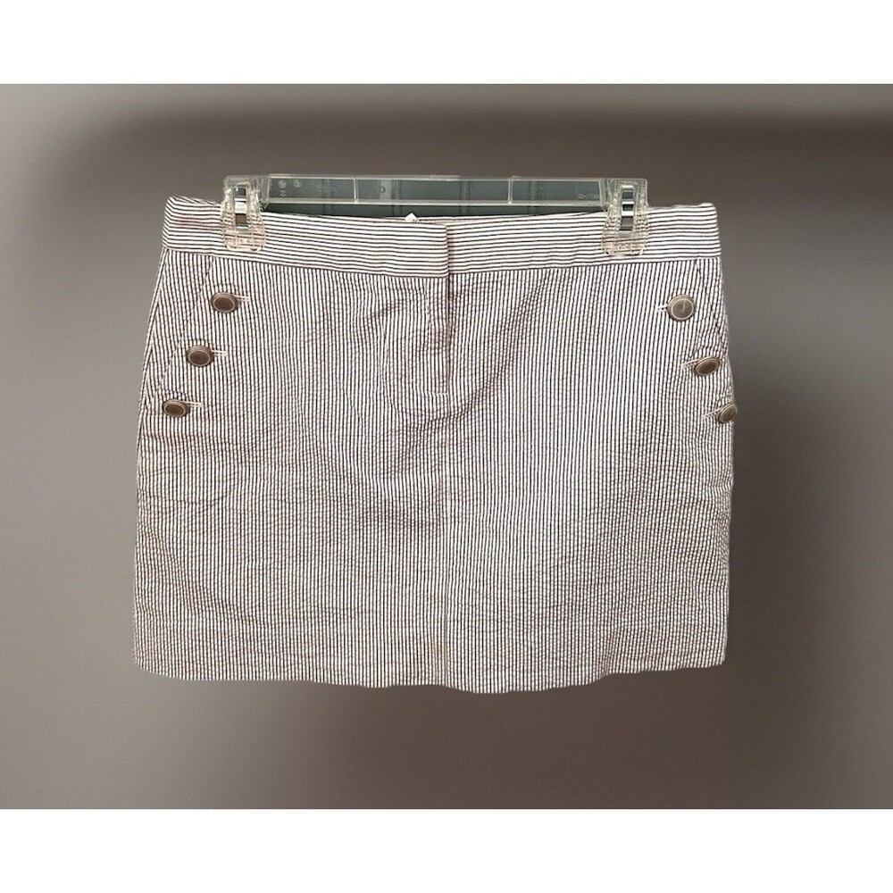 J-Crew Skirt Women's Sz 4 Blue/White Striped Short Zip-Up 100% Cotton Nautical